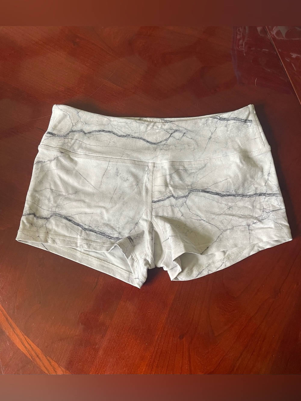 Savage Barbell White Marble-Print Athletic Shorts
